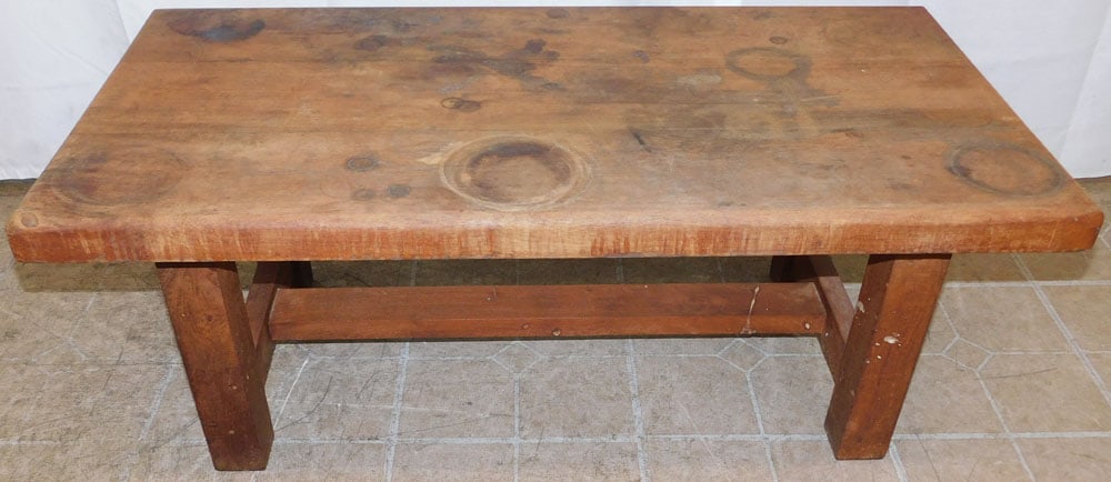 Antique Walnut Tea Table: Antique Walnut Tea Table . 15 1/2" H 39 1/2" W 19 3/4" D "ALL DESCRIPTIONS AND ANY CONDITION STATEMENT GIVEN BY LANGSTON AUCTION GALLERY ARE STRICTLY OPINIONS AND LANGSTON'S SHALL HAVE NO