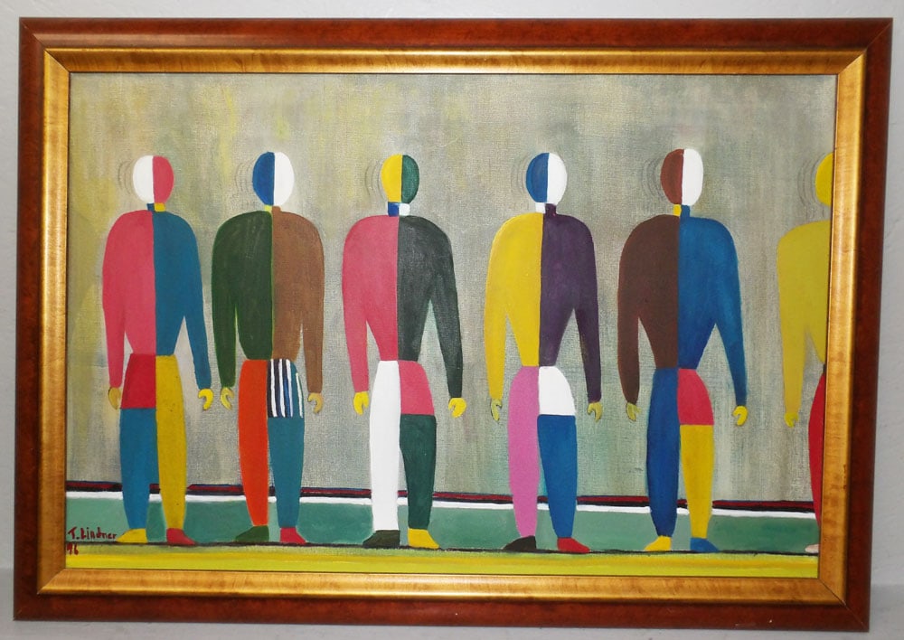 Framed Mid Century Modern Oil on Canvas Artist Signed: Framed Mid Century Modern Oil on Canvas Artist Signed . 24" x 34" "ALL DESCRIPTIONS AND ANY CONDITION STATEMENT GIVEN BY LANGSTON AUCTION GALLERY ARE STRICTLY OPINIONS AND LANGSTON'S SHALL HAVE NO