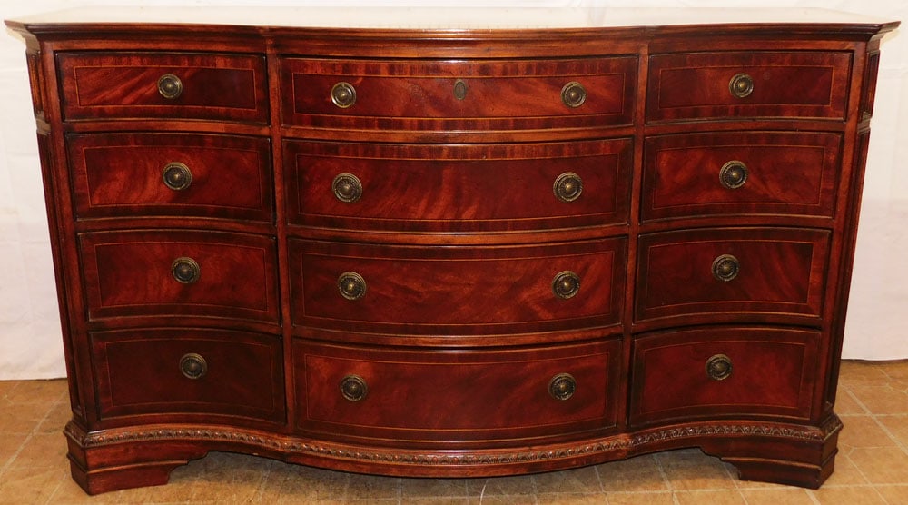 Round Mahogany & Leather Upholstered Ottoman: Round Mahogany & Leather Upholstered Ottoman . 21" H 36" Dia. "ALL DESCRIPTIONS AND ANY CONDITION STATEMENT GIVEN BY LANGSTON AUCTION GALLERY ARE STRICTLY OPINIONS AND LANGSTON'S SHALL HAVE NO