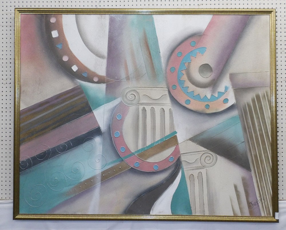 Large Abstract Textured Painting on Canvas Artist Signed: Large Abstract Textured Painting on Canvas Artist Signed . 50 1/2" x 62 1/2" "ALL DESCRIPTIONS AND ANY CONDITION STATEMENT GIVEN BY LANGSTON AUCTION GALLERY ARE STRICTLY OPINIONS AND LANGSTON'S SHALL 