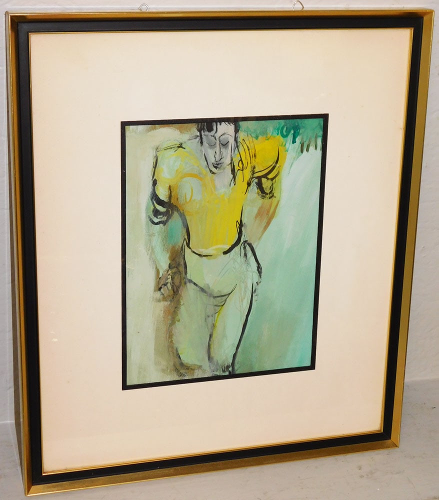 Framed Mid Century Modern Abstract Portrait Painting (1 of 4)