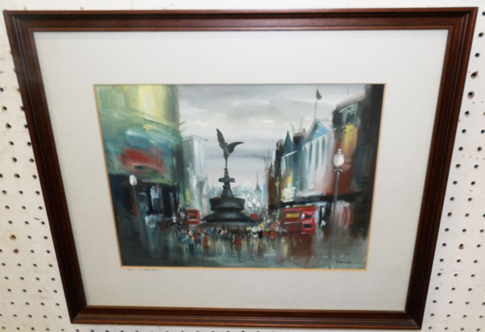 Framed Watercolor French Street Scene Artist Signed: Framed Watercolor French Street Scene Artist Signed . 18 1/2" x 21 3/4" "ALL DESCRIPTIONS AND ANY CONDITION STATEMENT GIVEN BY LANGSTON AUCTION GALLERY ARE STRICTLY OPINIONS AND LANGSTON'S SHALL HAVE 