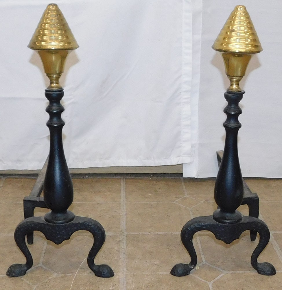 Pair of Brass & Cast Iron Andirons (1 of 2)