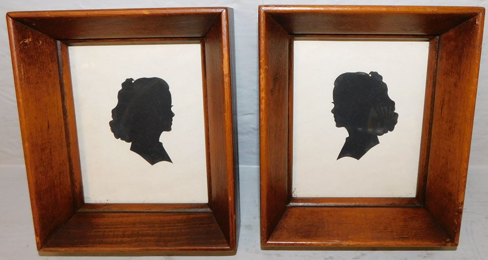 Pair of Silhouettes in Pine Frames: Pair of Silhouettes in Pine Frames . 6 1/4" x 5 1/4" "ALL DESCRIPTIONS AND ANY CONDITION STATEMENT GIVEN BY LANGSTON AUCTION GALLERY ARE STRICTLY OPINIONS AND LANGSTON'S SHALL HAVE NO RESPONSIBILITY F
