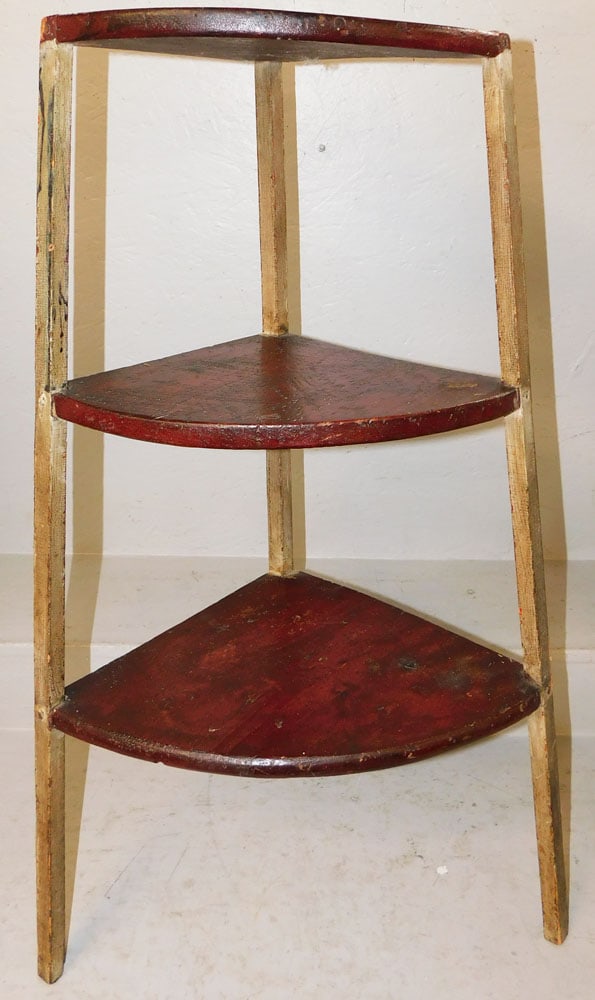 Antique Painted Pine Primitive Three Tier Corner Stand (1 of 4)