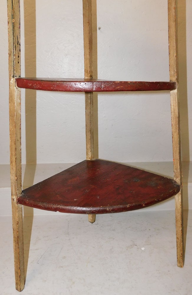 Antique Painted Pine Primitive Three Tier Corner Stand - 3