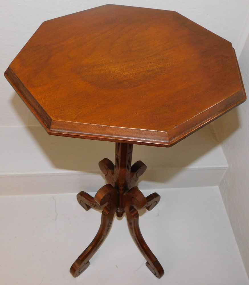 Antique Walnut Victorian Candlestand - 3