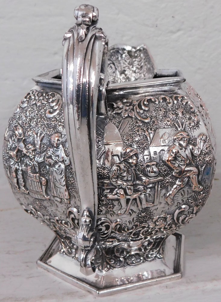 Dutch Silver on Copper Embossed Pitcher - 2
