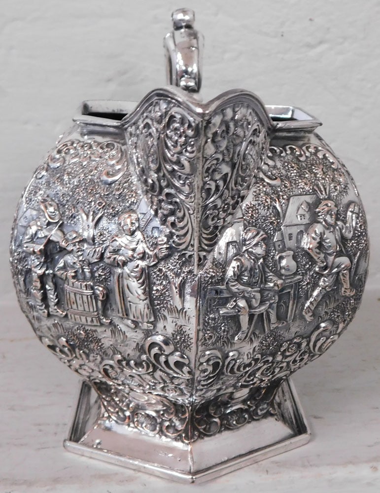 Dutch Silver on Copper Embossed Pitcher - 3