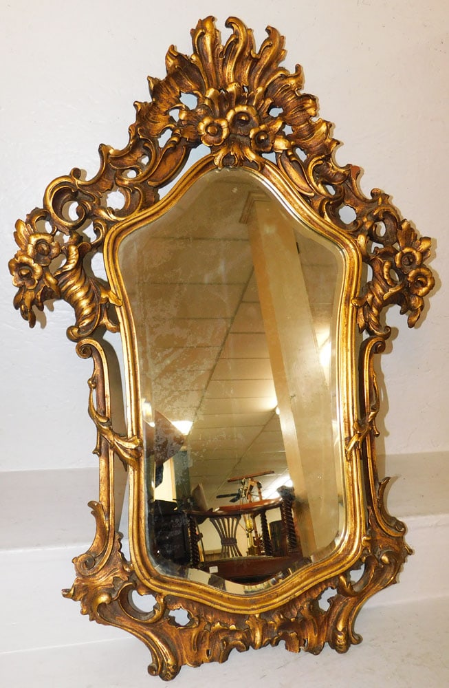Antique Gilded Carved Wood French Mirror (1 of 4)