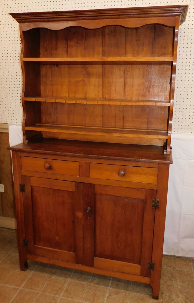 Antique Two Piece Walnut Step Back Cupboard (1 of 6)