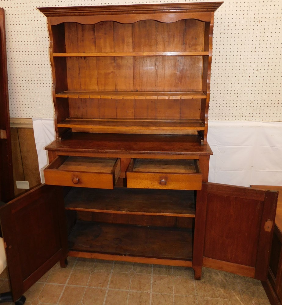 Antique Two Piece Walnut Step Back Cupboard - 2