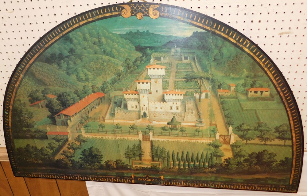 Decorative Italian Wall Panel Marked Cafagiclo: Decorative Italian Wall Panel Marked Cafagiclo . 29 3/4" x 50 3/4" "ALL DESCRIPTIONS AND ANY CONDITION STATEMENT GIVEN BY LANGSTON AUCTION GALLERY ARE STRICTLY OPINIONS AND LANGSTON'S SHALL HAVE NO RE