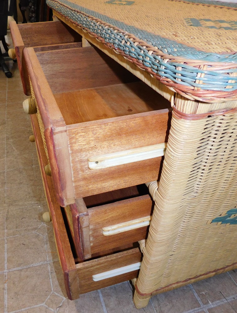 Painted Wicker Two Over Two Drawer Chest - 3