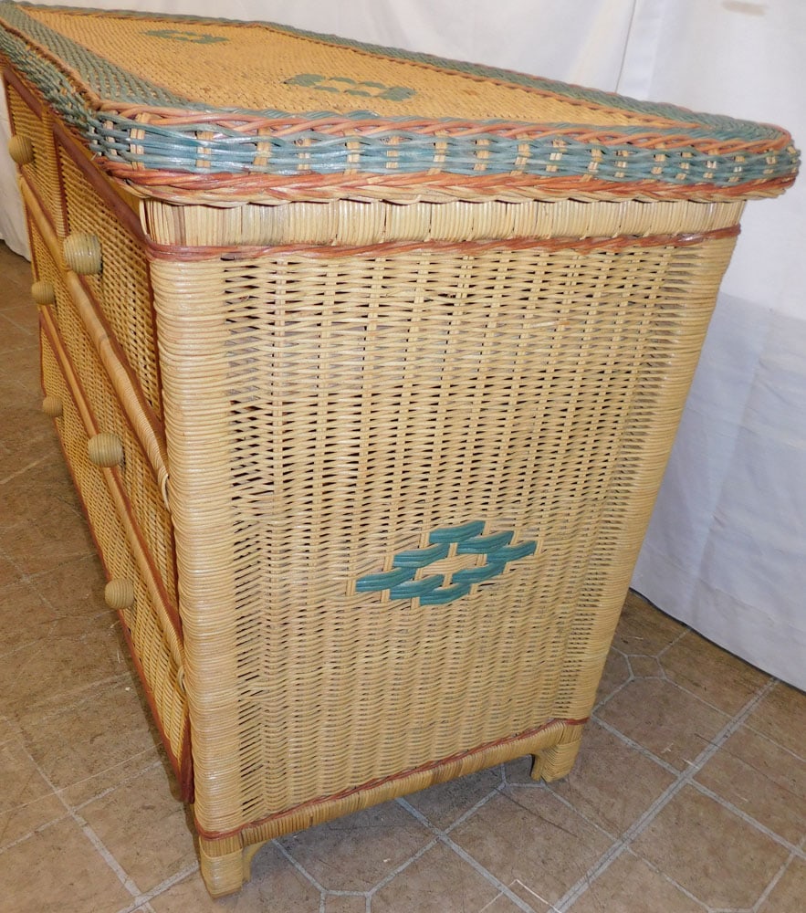 Painted Wicker Two Over Two Drawer Chest - 4