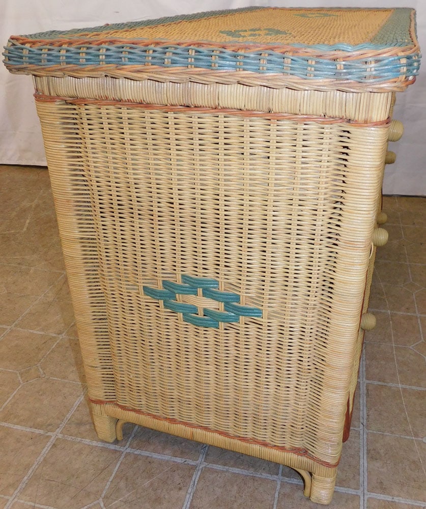 Painted Wicker Two Over Two Drawer Chest - 5