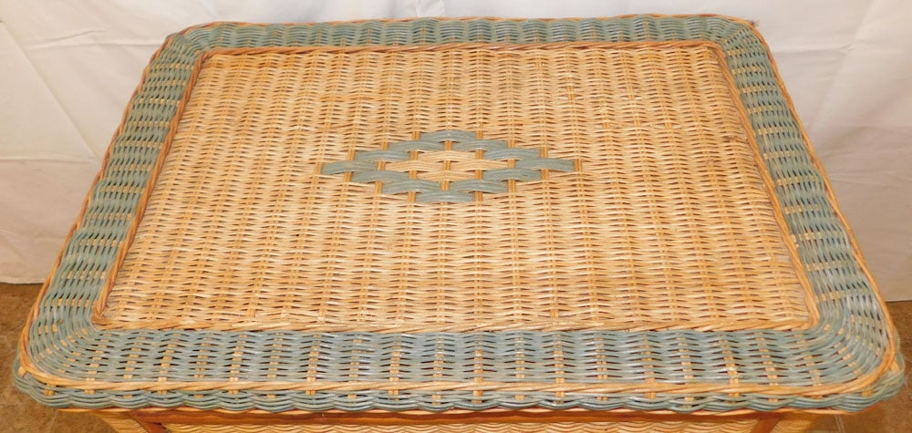 Painted Wicker Three Drawer Night Stand - 2
