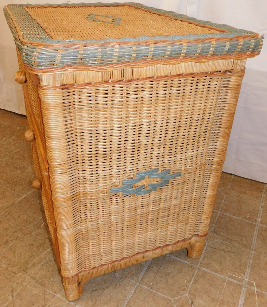 Painted Wicker Three Drawer Night Stand - 4
