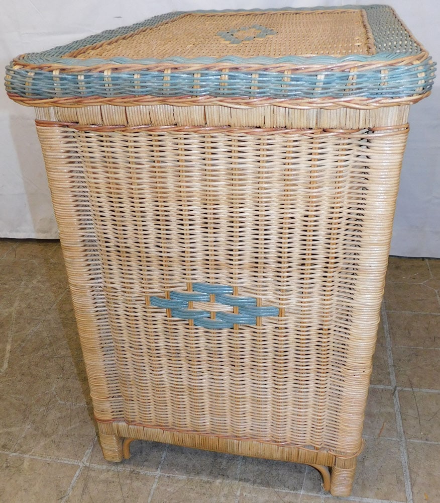 Painted Wicker Three Drawer Night Stand - 5
