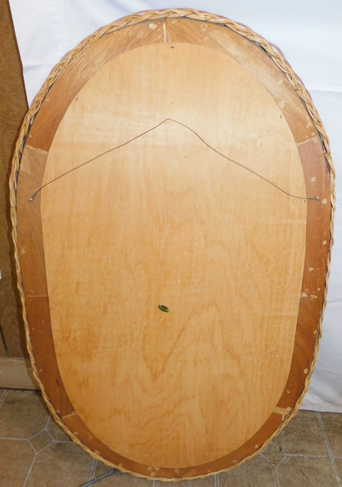 Painted Wicker Oval Mirror - 3