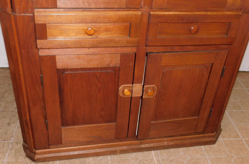 Antique Walnut Two Piece Panel Door Corner Cupboard - 2