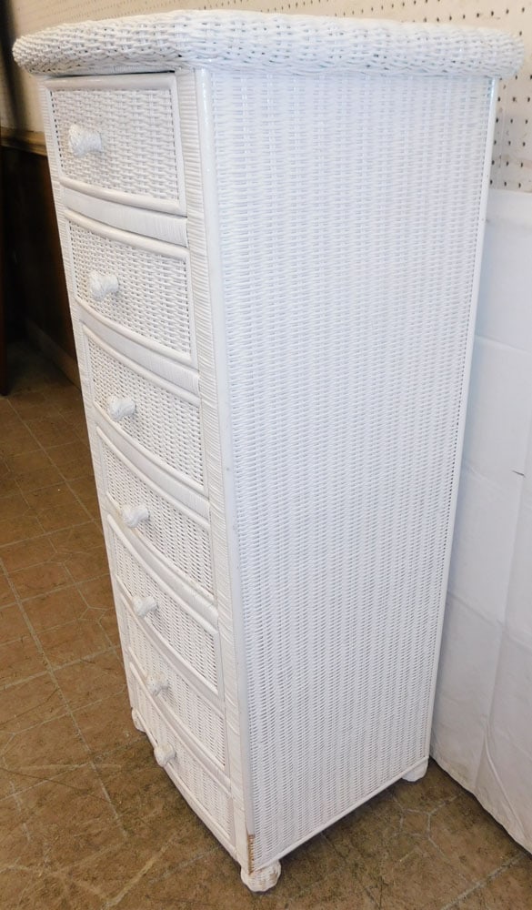 Painted Wicker Seven Drawer Chest - 4