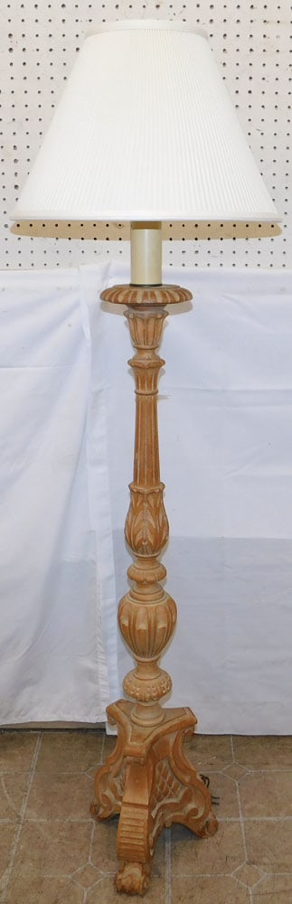 Carved Wood Floor Lamp (1 of 5)