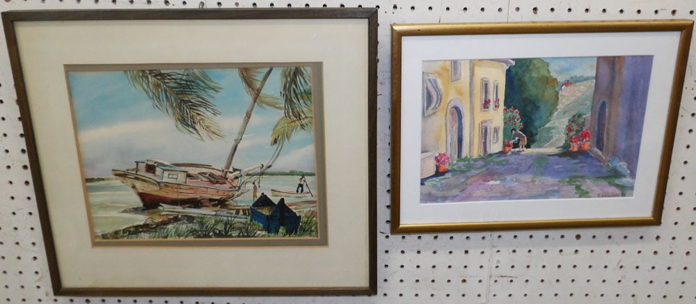Framed Watercolor & Framed Print: Framed Watercolor & Framed Print . Up to 17 1/2" x 20" "ALL DESCRIPTIONS AND ANY CONDITION STATEMENT GIVEN BY LANGSTON AUCTION GALLERY ARE STRICTLY OPINIONS AND LANGSTON'S SHALL HAVE NO