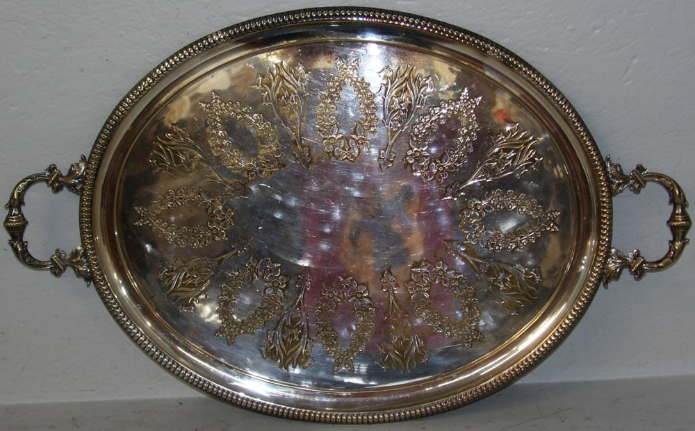 Silverplated Two Handled Serving Tray (1 of 2)