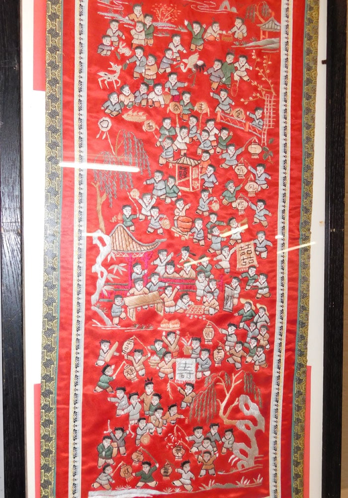 Framed Oriental Silk Embroidery - 2