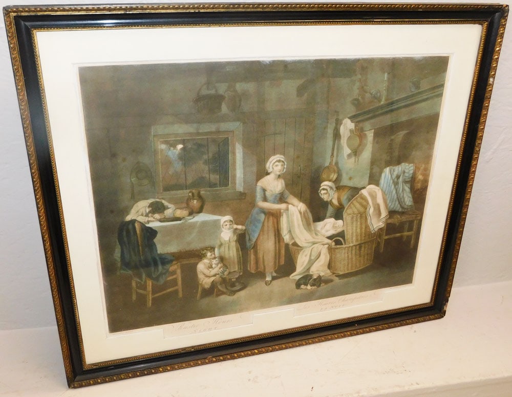 Framed Hand Colored English Engraving: Framed Hand Colored English Engraving. 24" x 29 1/4" "ALL DESCRIPTIONS AND ANY CONDITION STATEMENT GIVEN BY LANGSTON AUCTION GALLERY ARE STRICTLY OPINIONS AND LANGSTON'S SHALL HAVE NO RESPONSIBILITY