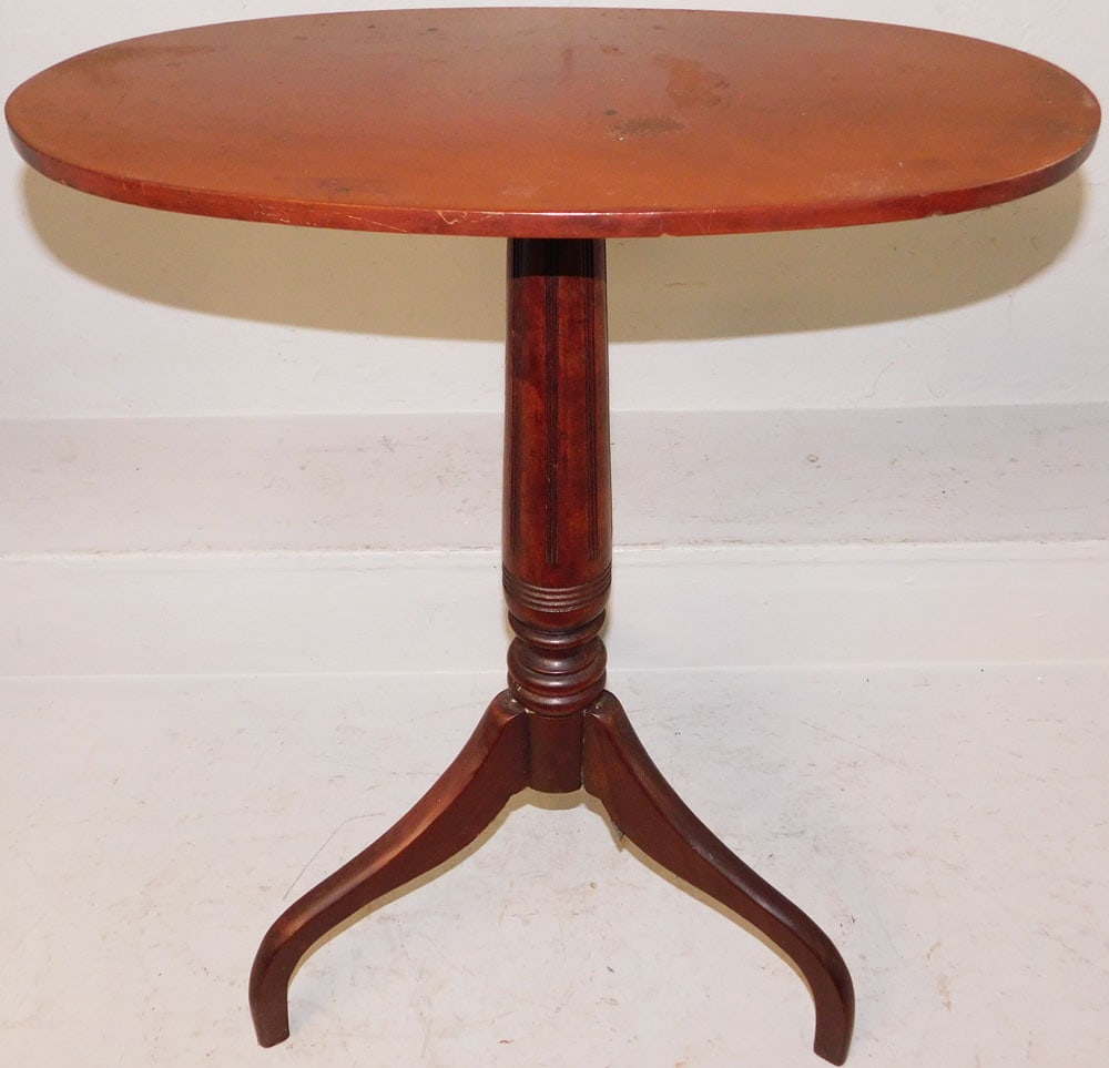 Antique Oval Cherry Candlestand - 2
