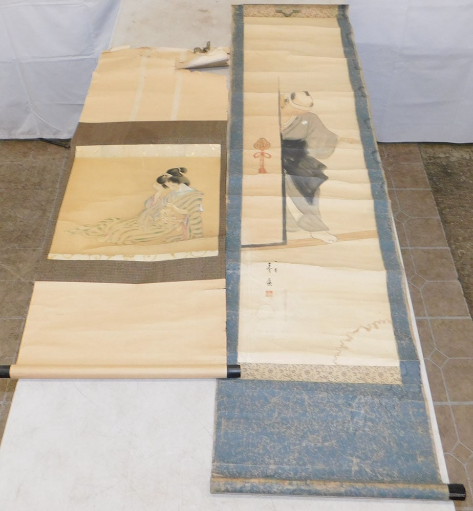 Four Antique Chinese Watercolor Scrolls