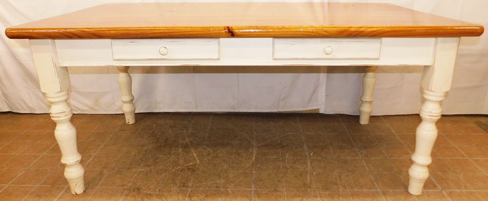 Pine Dining Table with Two Drawers (1 of 6)