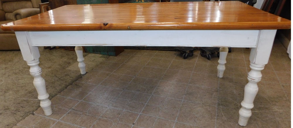 Pine Dining Table with Two Drawers - 6