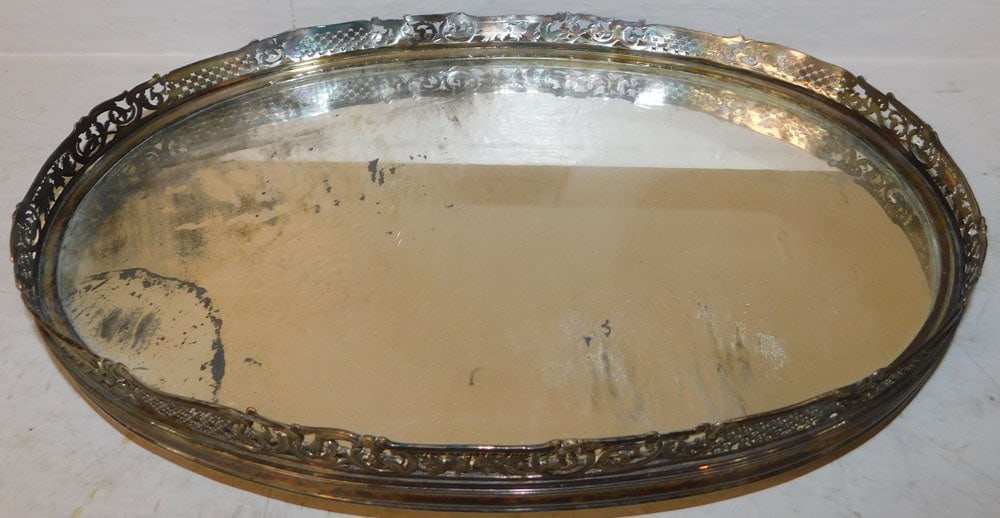 Silverplated & Mirror Gallery Tray - 2