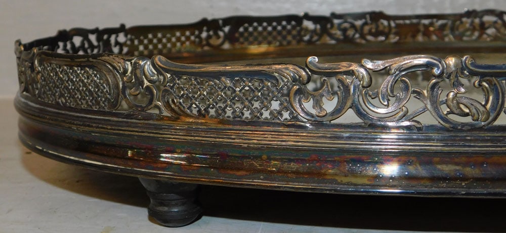 Silverplated & Mirror Gallery Tray - 3