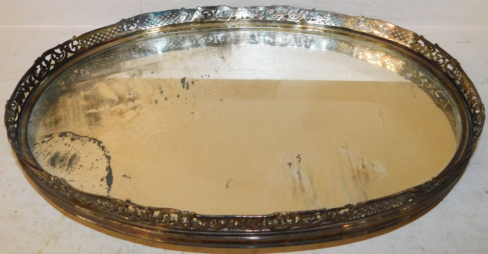 Silverplated & Mirror Gallery Tray - 4