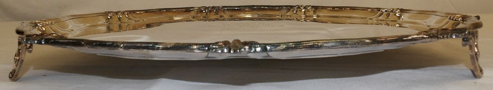 Silverplated Presentation Salver: Silverplated Presentation Salver . 18 3/4" Dia. "ALL DESCRIPTIONS AND ANY CONDITION STATEMENT GIVEN BY LANGSTON AUCTION GALLERY ARE STRICTLY OPINIONS AND LANGSTON'S SHALL HAVE NO RESPONSIBILITY FOR