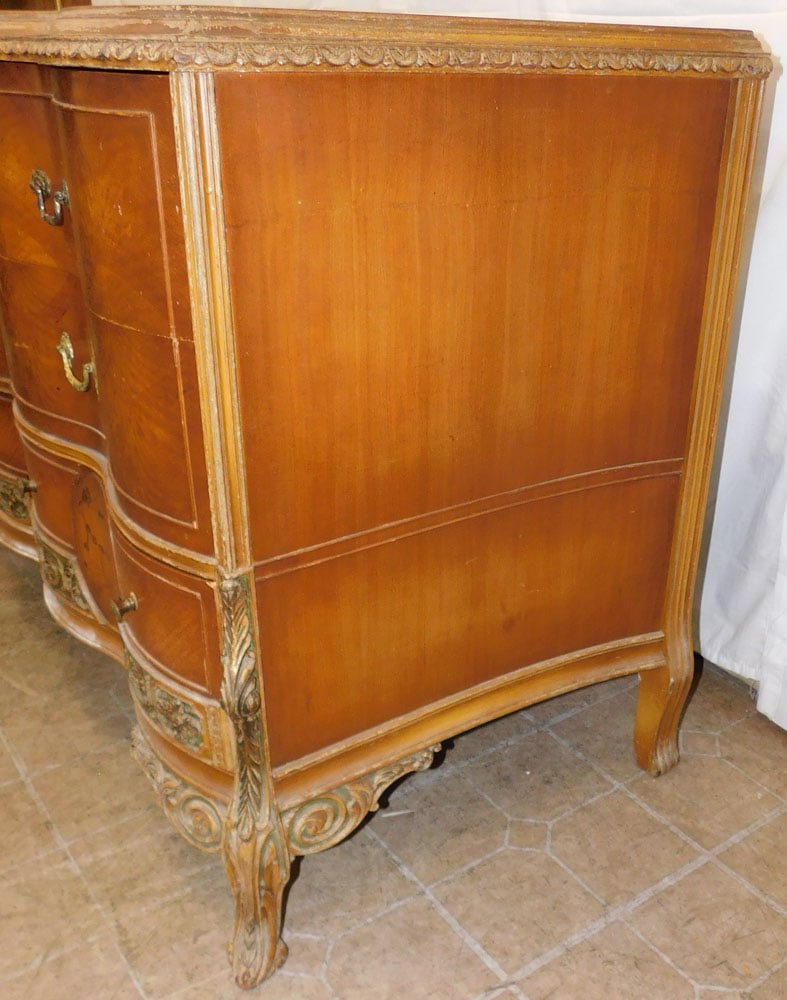 Walnut French Three Drawer Commode, As Found - 6