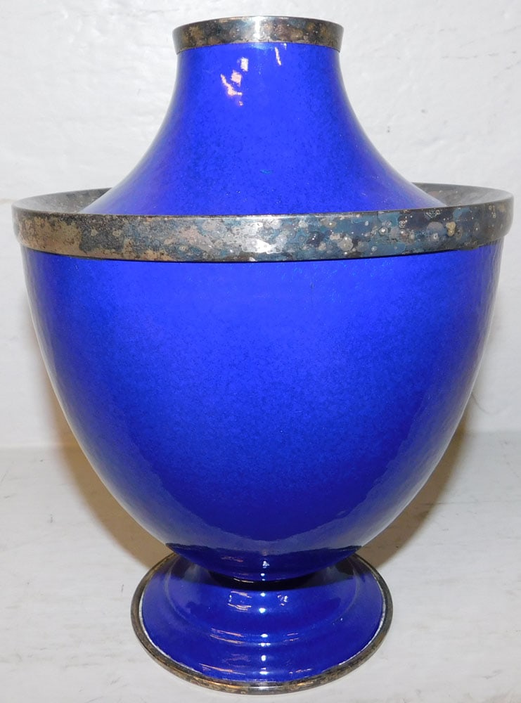 Enamel & Silverplated Urn Form Vase (1 of 3)