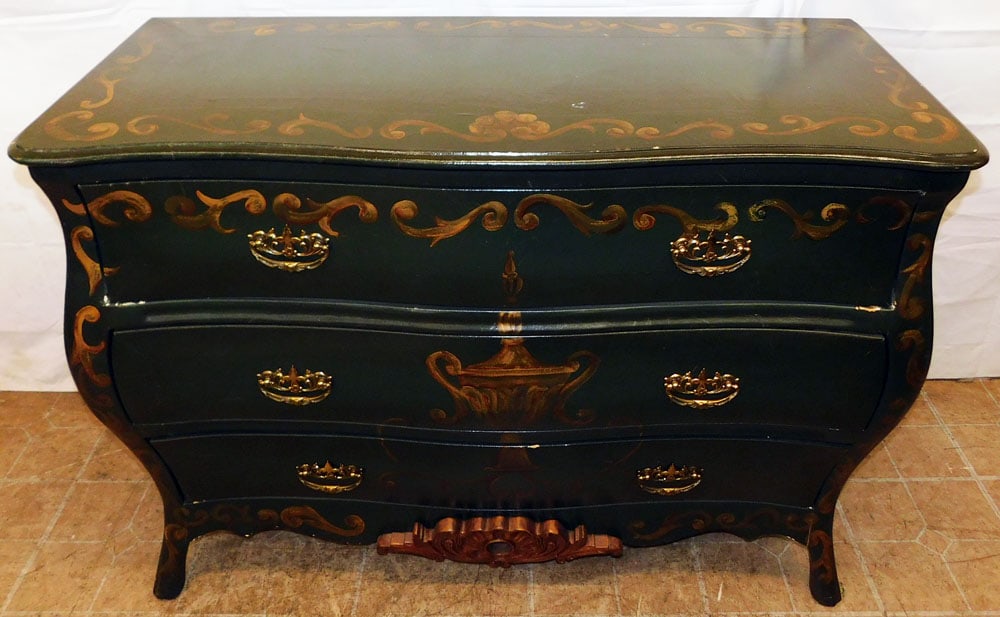 Painted Leather Three Drawer Commode - 2