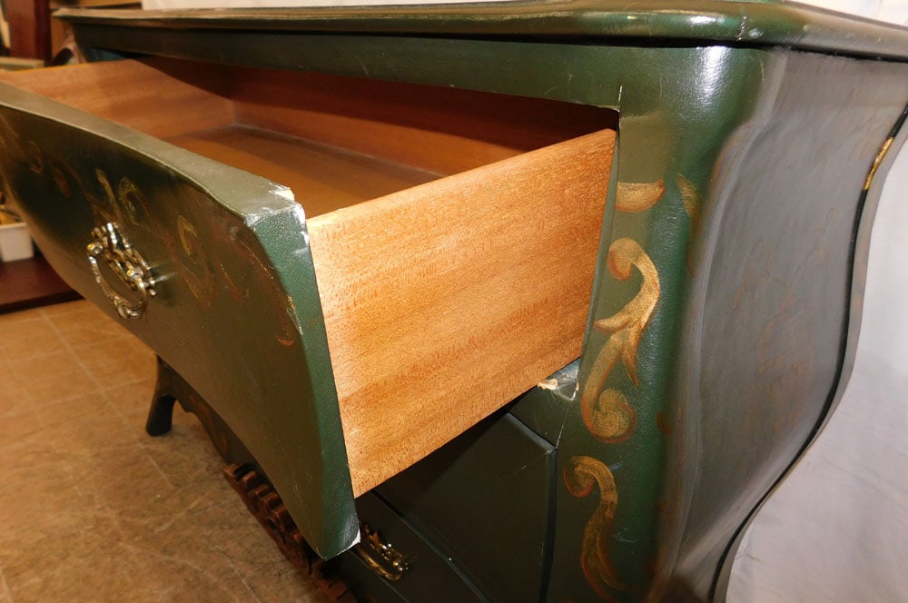 Painted Leather Three Drawer Commode - 6