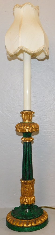 Painted Wood Candlestick Lamp (1 of 3)
