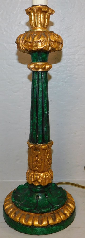 Painted Wood Candlestick Lamp - 2