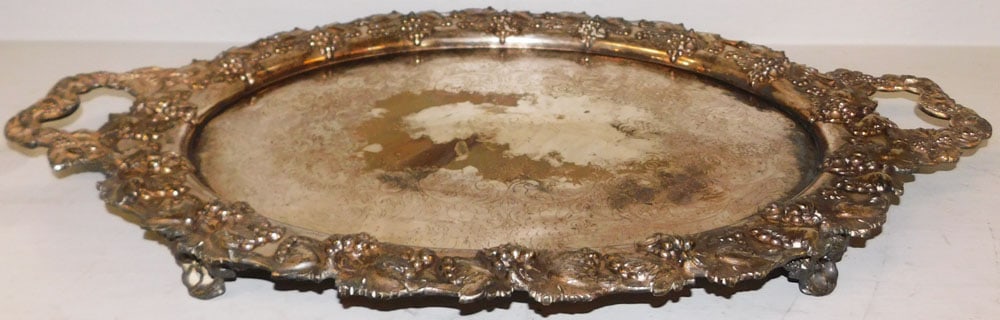Silverplated Serving Tray with Grape & Cable Motif (1 of 9)
