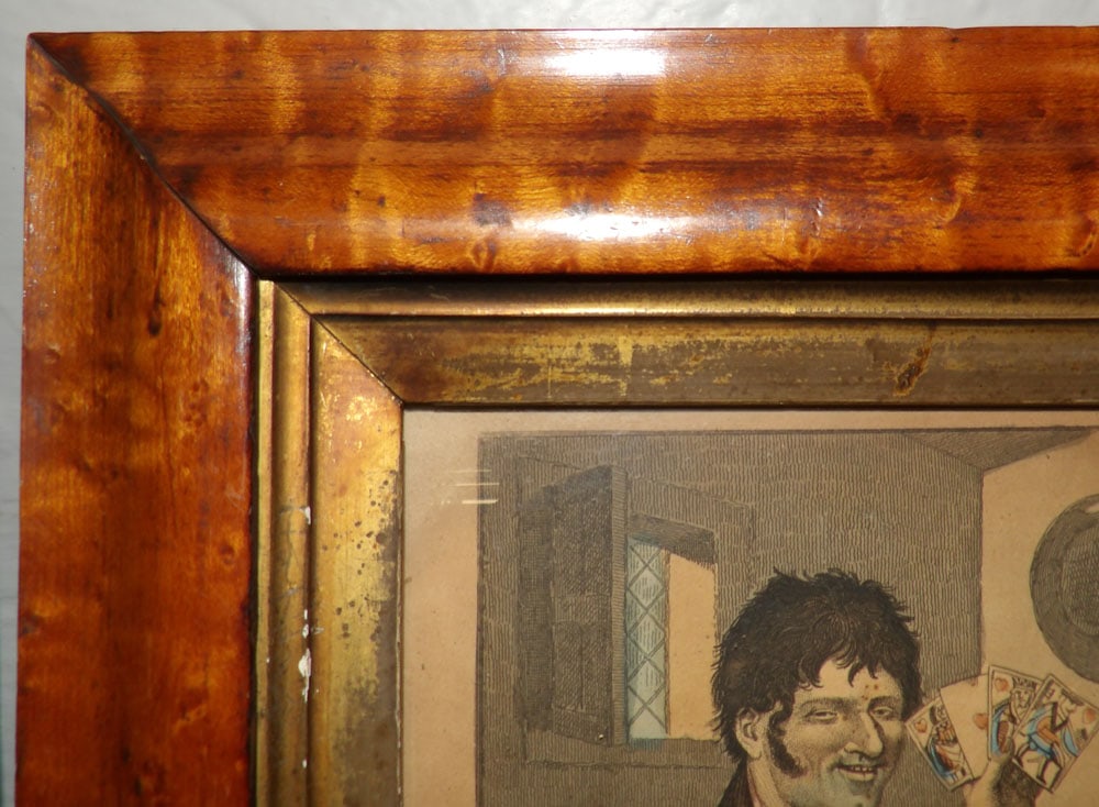 Antique Colored Engraving & Print in Maple Frames - 4
