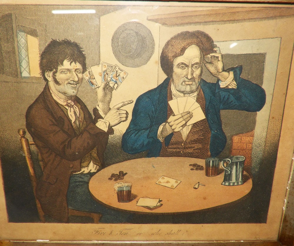 Antique Colored Engraving & Print in Maple Frames - 5