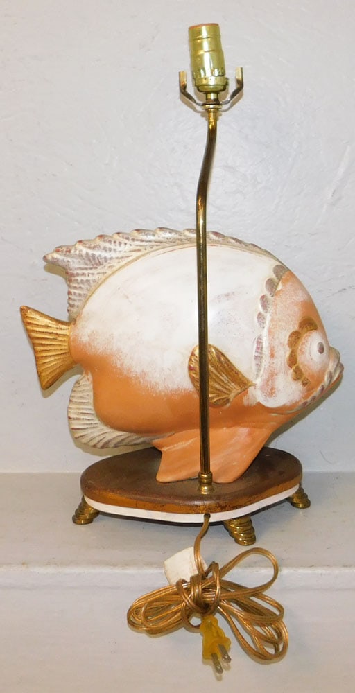 Painted Ceramic Fish Lamp - 2