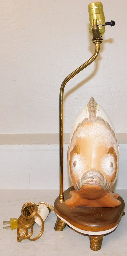 Painted Ceramic Fish Lamp - 3